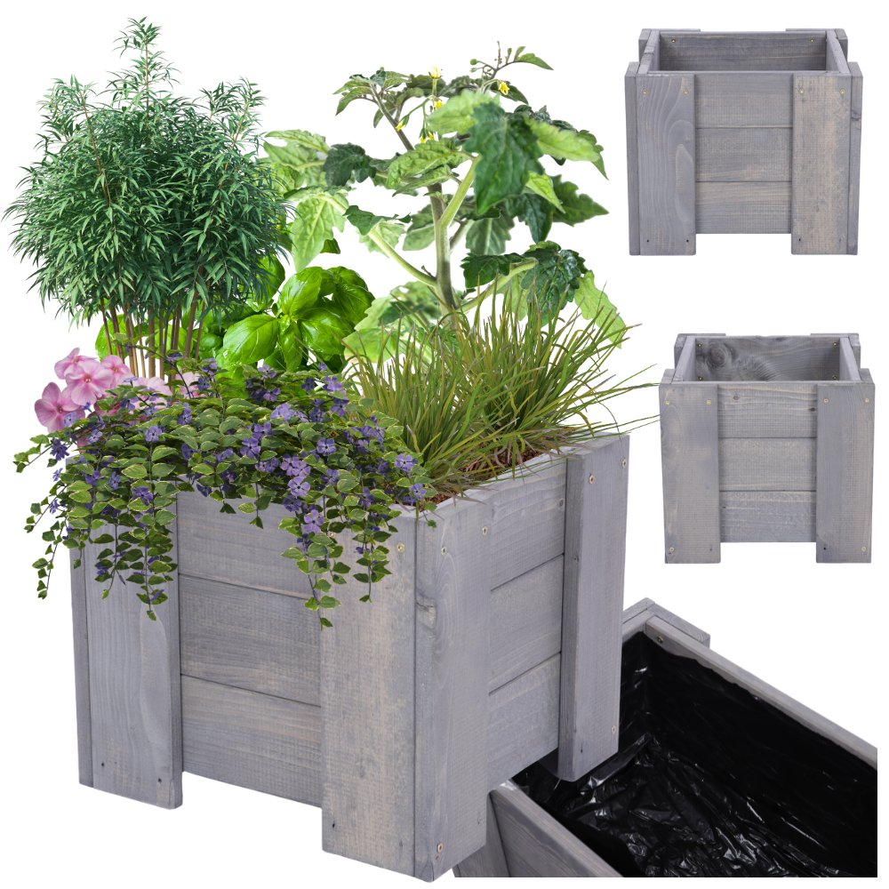 Drewniana donica antracytowa